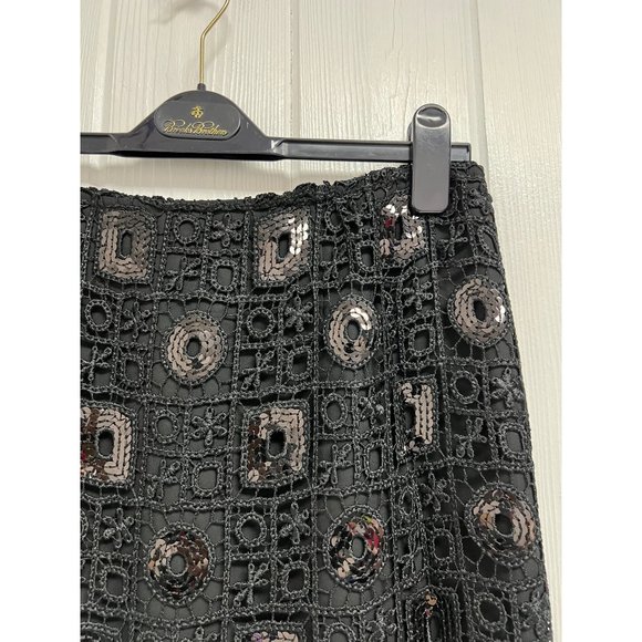 Muse Exclusively For Boston Proper Women's Beaded Sequin Black Skirt Size 6 - Picture 5 of 11